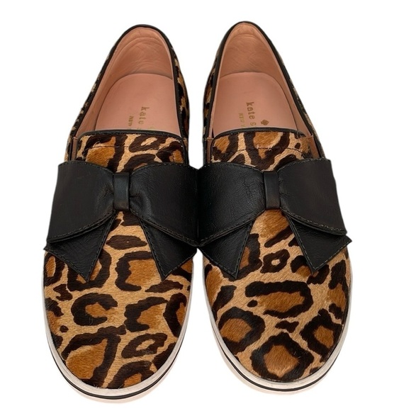 Kate Spade Shoes Cheetah Print Slip on Sneakers Real Fur Flats Size 8 - Picture 1 of 10